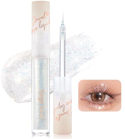 Erinde Glitter Liquid Lidschatten, Flüssiger Eyeshadow & Eyeliner 2 in 1, Metallic Glitzer Koreanisch Kosmetik, Shimmer Augen Highlight Makeup, Diamond Mascara Eye Shadow