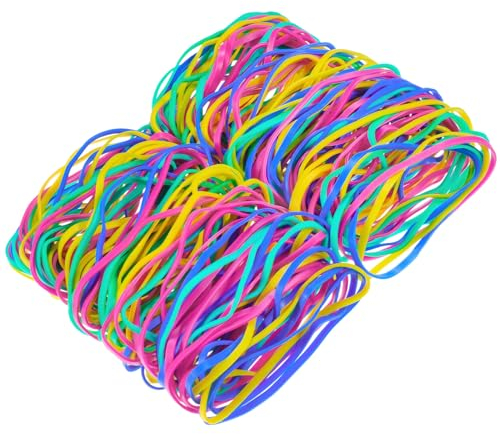 250 elastici colorati, 60 x 3 mm, anelli di gomma larghi, in gomma per la casa, l'ufficio, la scuola (4 colori)