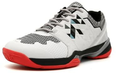 omcam Badmintonschuhe Für Herren, Atmungsaktive Pickleball-Squashschuhe Arch Support Volleyball Court Turnschuhe Für Indoor Outdoor,Weiß,42 EU