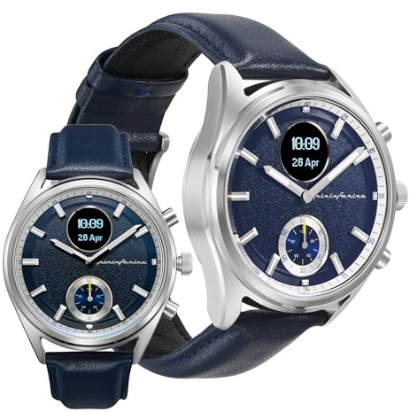 pininfarina Hybrid Sintesi Smart Watch, Heart Rate Monitoring, Fitness Tracker, Genuine Leather Strap, Sleep Monitoring, GPS Tracker, 30-Day Battery Life, Android & Apple Compatible