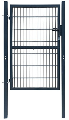 Tidyard Portillon 2D (Simple) Gris Anthracite 106x230 cm, Portail de Jardin, Métal Porte de Jardin, Porte de Clôture Décorative pour Exterieur