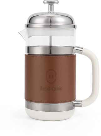 Hazel Quinn Cafetière À Piston, Verre Borosilicaté, Acier Inoxydable 304, Sans BPA, Facile À Nettoyer, Filtration Précise Pour Café Et Thé, 450 Millilitres, 1-2 Tasses