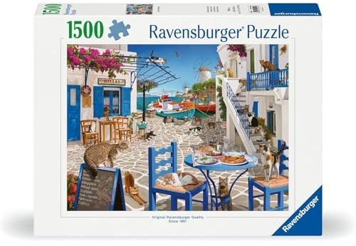 Ravensburger Cat's of Mykonos, Greece - 1500 Piece Jigsaw Puzzle for Adults and Kids Age 12 Years Up