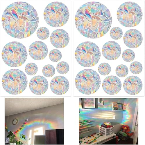 VIDSTW 2 Piezas Pegatinas Redondas para Ventana Mano que Atrapa el Sol Window Stickers Protección de Las Aves Pegatinas Adhesivos Ventanas Arcoíris Efecto Arcoiris para Vidrio Puertas Patio