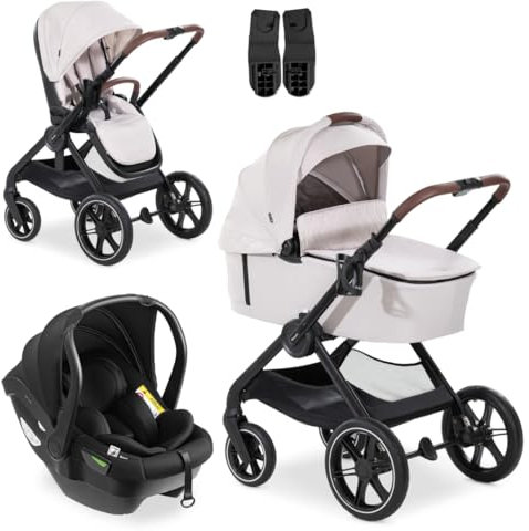 hauck 3in1 Kinderwagen Set Walk n Care mit Drive N Care Babyschale - Kombikinderwagen mit Federung und höhenverstellbarem Sitz - Beige