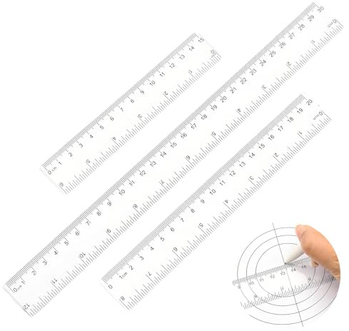 Paquete de 3 reglas de plástico rectas - Incluye Tamaños de 15 cm, 20 cm y 30 cm, Herramientas de Medición Duraderas y Precisas para Escuela, Oficina y Hogar