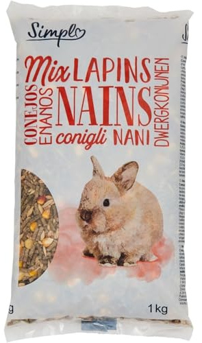 SIMPL - Aliment Complet pour Lapin Nain, Granulés Nutritifs et Savoureux, Sachet 1Kg - Lot de 4
