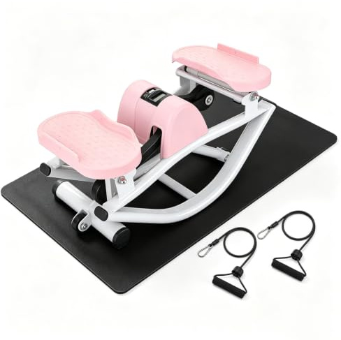 Bezvill Rock Stepper Exercise Machine – No Assembly Side Stepper for Home Gym, Quiet Step Machine with Resistance Bands, Low-Impact Glute Trainer, 113kg/250lbs