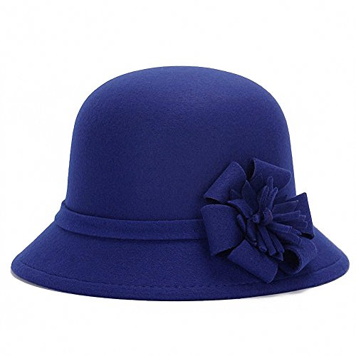 Tobe-U Seau de Couleur Unie Cloche avec Chapeau Melon Fedora Floppy Derby Vintage Chapeau Artificiel en Feutre pour Femmes