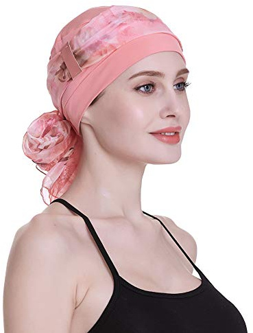 FocusCare Bonnet de nuit corail pour femme chimio écharpe habillée couvre-chef Bonnet