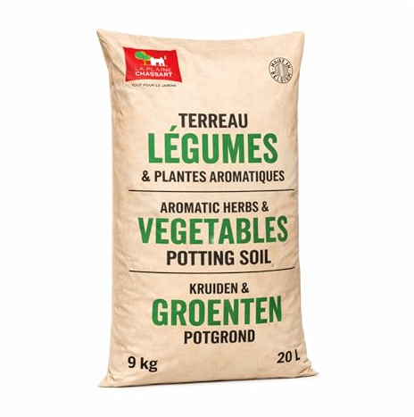 La Plaine Chassart - Terreau Potager et Aromates 20L - Terre Riche en Nutriments avec Tourbe, Biochar & Compost - Idéal Tous Légumes, Herbes - Prêt à l'emploi ou Remboursé