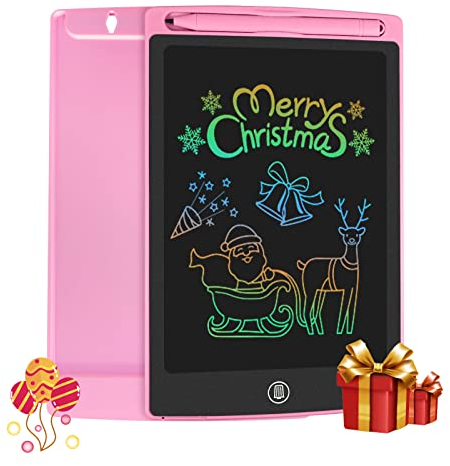 HOMESTEC LCD Schreibtafel 8,5 Zoll, Schreibtafel Buntes Display Kinder Laptop für Notieren/Zeichnen, Optimaler Papierersatz, Kinderspielzeug ab 3 Jahre (Rosa)