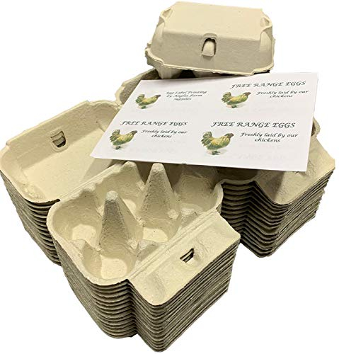 Anglia Farm Supplies - Egg Boxes - Effect 6 Norfolk White - Creamy Colour Carton - with Sheet of 8 Labels (30 Egg Boxes)
