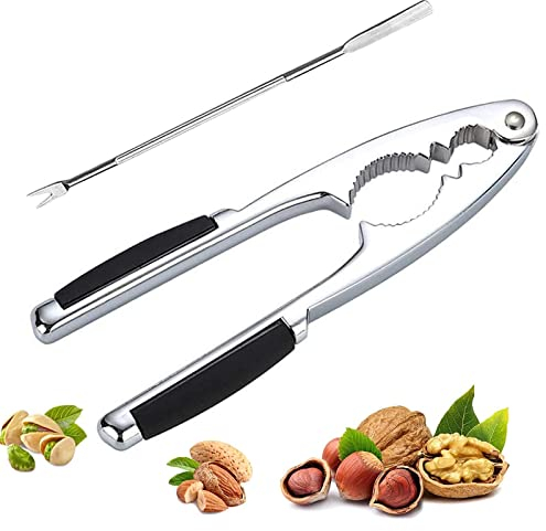 Casse Noix,Pince Casse Noisette,Pince Casse Noix Manuel et 1 Fourches en Acier Inoxydable,avec Poignée Antidérapant,Convient pour Noix,Aux Noix,Noisettes,Amandes,Noix du Brésil ou Autres Écrous