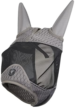 LeMieux Horse Gladiator Half Mask in Grey - 4 Way Stretch Lycra - Breathable Mesh - Small