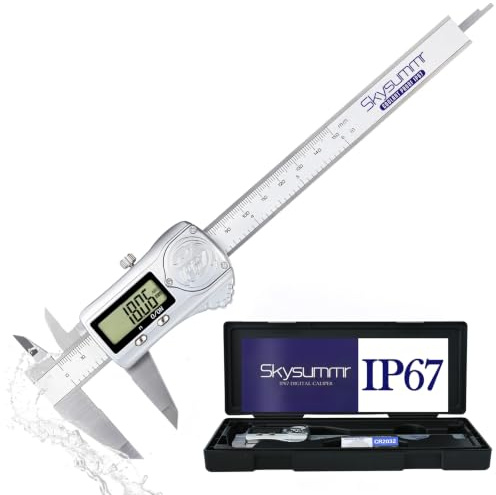 Skysummr IP67 Waterproof Electronic Vernier Digital Caliper Measuring Tool Stainless Steel, Absolute Origin, 0-6 inch/150mm, Large LCD Screen, Extreme Accuracy