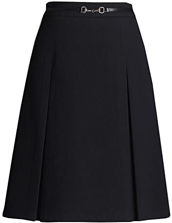 Gonna Di Lana Lunga Invernale - Abito Elegante Nero A Trapezio Da Donna Autunno Inverno Vita Alta Casual Slim Formale Al Ginocchio, Grandi Dimensioni