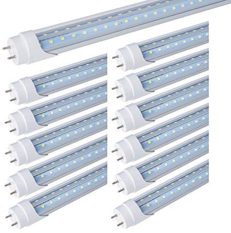 WAHADI 12 Pack 4FT T8 40W (100W Equivalent) Tube Light Bulbs G13 Bi Pin with Dual-Row LEDs 6000K Cool White for 4 Foot Ballast Bypass T8 T10 T12 Led Fluorescent Replacement