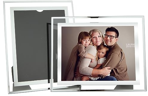 ASelected 2PCS 6X8 Glass Picture Photo Frames For Wedding Photos, Family Photos And Home Decoration, Freestanding, Portrait Or Landscape Display, color: Silver