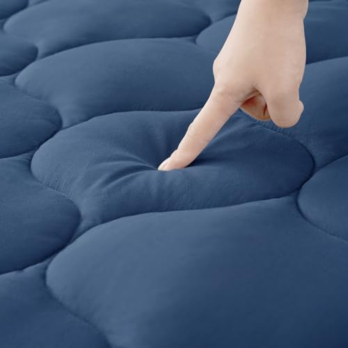 DUANDUAN Matratzen Topper 180x200cm,weicher Topper, Matratzenauflage mit tiefen Taschen,Maschinenwaschbarer Matratzenschoner,Marineblau