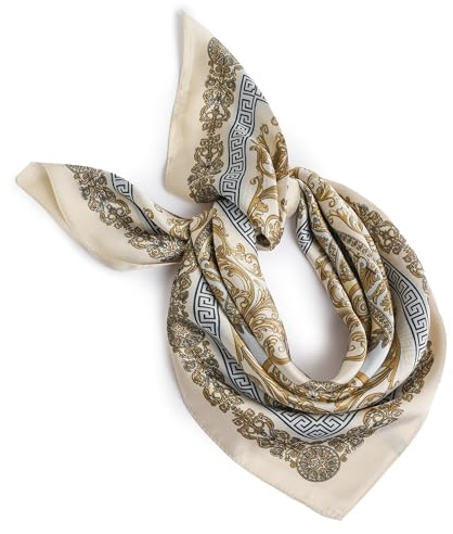 FULEI Silk Feel Scarf for Women 70cm Soft Square Bandana Head Wraps | Size 70 x 70 cm, 100% Polyester, Lightweight Silky Neck Scarves for Ladies, Envelope Packed