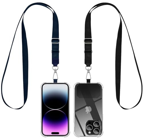 GUMO-LONG Handyband Universal 2 Stück, Kette zum Umhängen, Handykordel zum Umhängen, kompatibel mit Allen Smartphones, Handyband mit jeder Hülle kombinierbar (Schwarz+Blau)