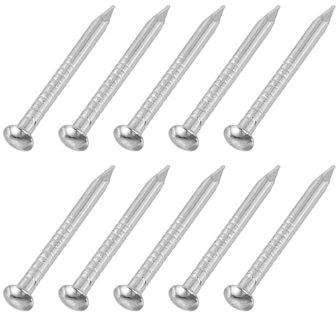 sourcing map 100Pcs Small Hardware Nails, 1.5 x 19mm Carbon Steel Round Head Nail Common Finishing Nail for Household Woodworking Picture Hanging DIY Projects, Silver