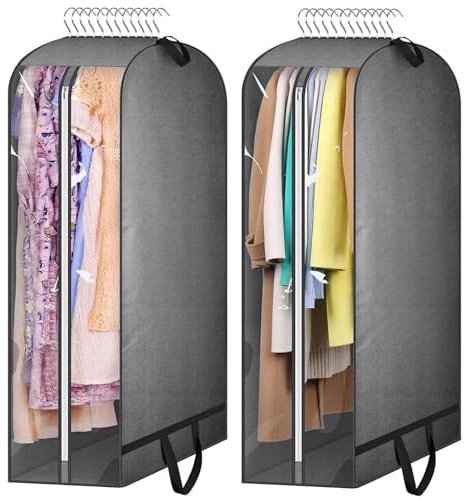Kleidersack, WwuHua 2 Stück Kleidersäcke, Anzug Schutzhülle Lang 110 * 60 * 25cm, Kleidersäcke mit Reißverschluss, Kleidersack Reise, kleidersack Anzug für Brautkleid, Kleid, Mäntel, Jacken, Kleider
