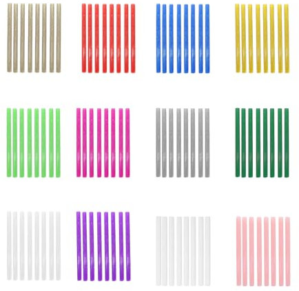 Wenrescry 96 Bâtons de Colle 7x100 mm, Bâtons pour Pistolet à Colle Chaude, 12 Couleurs Pailletées, Colle DIY Multicolore pour Bricolage, Artisanat et Décorations Créatives