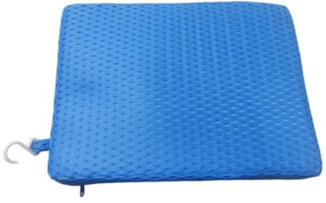 Tappetino Per Sedia da Doccia, Morbido Cuscino in Rete 4D Cuscino per Panca da Bagno, Imbottito Per Sauna, Materassino in Rete 3D con Gancio, Antiscivolo, Design per Anziani, Senior, Disabili (Blu)