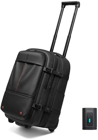 CELIMS - Sac à Dos de Voyage Sous Vide avec Pompe, Roues et Trolley | Format Valise Cabine 55x35x25 | Extensible | Imperméable | Serrure TSA | Sac Voyage Ordinateur Portable 17 Pouces 17 Pouces | Noir