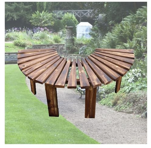 Genérico Banco De Árbol Semicircular, Asiento De Madera En Forma De Abanico, Gran Capacidad De Carga For Patio, Terraza, Jardín(Color 2)
