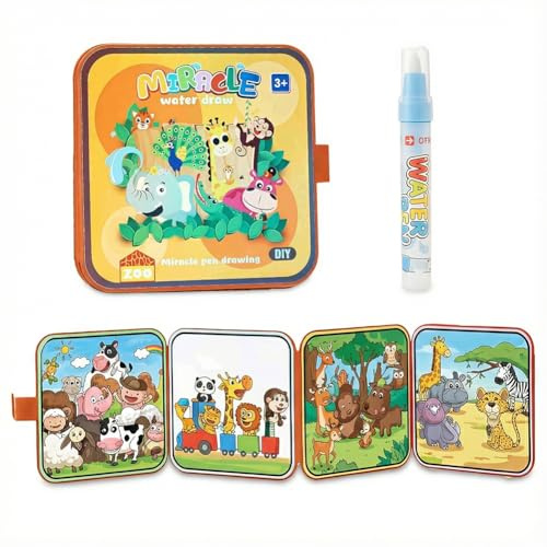 Livre de Coloriage a Leau, Livre Magique à LEau avec Stylo Leau, Enfant Magic Water Book, Réutilisable, Jouets Peinture pour Petits Garçons Filles Présents (Le monde animal)