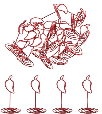 TOGEVAL Porta Carte da Tavolo Peperoncino Rosso 20 Pezzi in Ferro