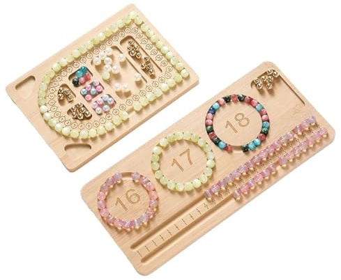 BFLCWSTD Pärlbräda, träpärlbräda med mätgaller, smyckesdesignbricka för gör-det-själv-armbandtillverkning, pyssel- och presentationsverktygsset (Color4)
