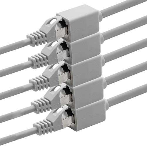 1aTTack.de 618289 Adaptador de extensión CAT7 Cat.7-10m - Cable Ethernet Cable de red Lankabel Cable crudo de 10 Gb/s con enchufe RJ6 Cat6a 5 piezas - gris