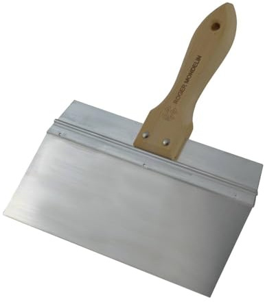 Mondelin - Couteau à enduire et à jointer les bandes - Lame en inox trempé d'épaisseur 0,5 mm - Largeur 35 cm - Poignée en bois avec renfort en alu