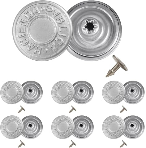 Trimming Shop Lot de 10 boutons de rechange pour jean, 19 mm, fermeture durable sans couture, boutons avec broches arrière pour jeans, jeans, jeans, vestes, jupes, argentés