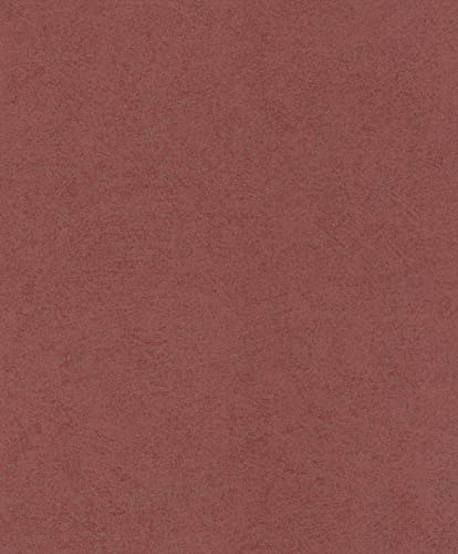 Rasch Tapete 699838 - Einfarbige Vliestapete mit leichter Putz-Optik, Beton-Optik in Rot