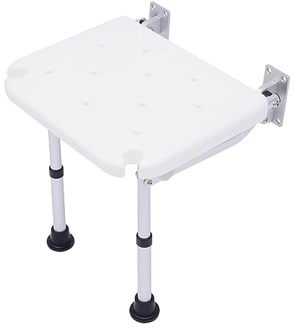 Duschklappsitz Klappsitz Duschsitz für Wandmontage, Duschhocker Mit Stützfüßen Für ältere Menschen/Schwangere/Behinderte Maximale Belastung 100 Kg