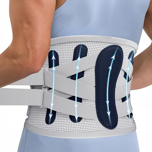 ProWaves Lendenwirbelstütze für Lendenwirbelsäule Schmerzlinderung Herren und Damen Rückengurt, Atmungsaktive Rückenstütze Rückenbandage mit Atmungsaktivem Netz für Rückenschmerzen X-Large