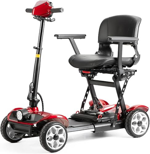 STRTG Scooter per Disabili A 4 Ruote per Adulti,Dispositivo per Sedia A Rotelle Elettrico,Batteria al Litio 24 V/12 Ah Leggero Scooter Motorizzato per Tutti I Terreni Compatto Portatile