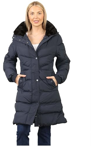 kraftd Womens Winter Puffer Jacket With Hood Ladies Padded Down Jacket | Warm Coat | Winter Clothing | Long Coats | Hooded Jackets (Navy, 16)