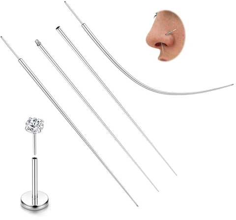 Chriscoco 14G/16G/18G/20G Piercing Avsmalnande ASTM F136 Titan Piercing Insättningsverktyg Öra/Näspiercing Kit Labret Insättningsverktyg Piercing Ombytesverktyg för läpp/ögonbryn/bröstvårta/tunga