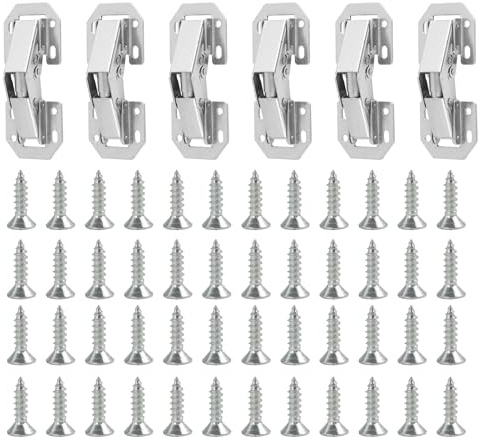 6 Pcs Bisagras Puertas Cocina, Bisagras De Puerta De Armario, Bisagra Atornillable De 90 Grados Para Gabinetes De Cocina, Armarios Y Mueble Con 48 Tornillos Incluidos, Duraderas Resistentes