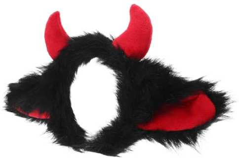 HEALSOPTHY Halloween Demoninspirerad Oxhorns Hårband med Realistiska Yaköron Bekväm för Halloween Festklädsel Svart Cosplay Accessoar