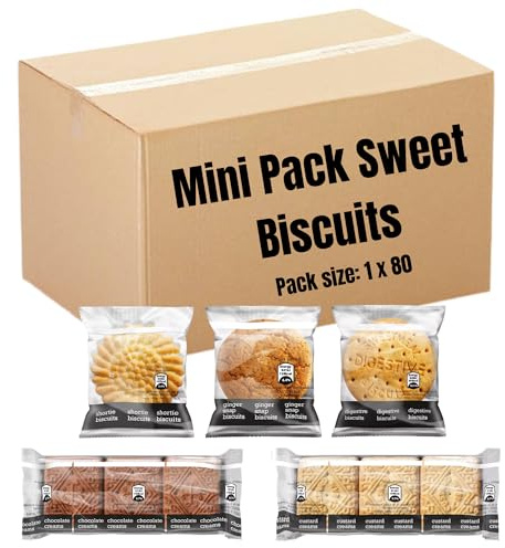 Brakes Mini Pack Sweet Bulk Biscuits Cookies Individually Wrapped Multipack Variety Of Custard, Chocolate Creams, Digestives, Ginger, Shorties (80 Mini Packs)