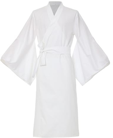 Albornoz japonés tradicional Yukata para hombre, bata de baño de algodón, bata de baño para el hogar, pijama, bata de dormir, blanco, M