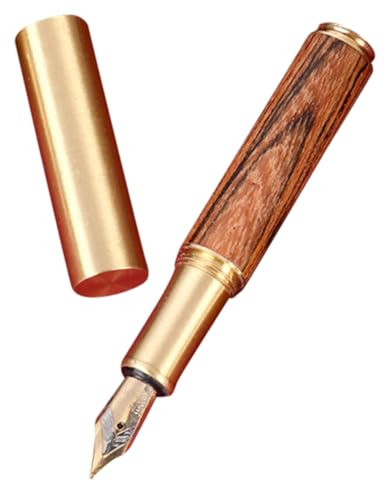 HEALLILY Stylo Plume Vintage Bois Portable Stylo Calligraphie Mini Léger pour Apprentissage Garçon Fille et Étudiant Ergonomique Métal et Bois pour Écriture Confortable