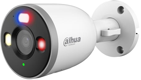 Dahua F5D-PV övervakningskamera utomhus med AI-detektering och avskräckningslarm, utomhuskamera med rödblått blinkande ljus, 5MP färgmörkerseende, IP67 skydd – utomhuskamera, WLAN-kamera utomhus